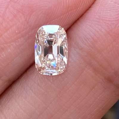 1ct Natural very light peachy brown vs2 clarity old cut cushion shape diamond