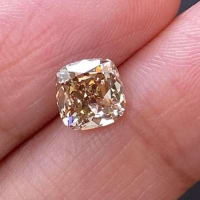 1.55cts Natural peachy brown si1 clarity old cut cushion shape diamond 