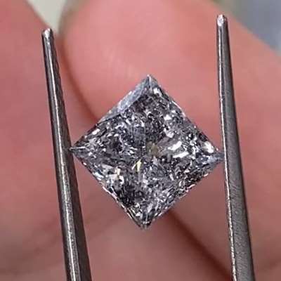 2.10cts Natural Salt & pepper Princess cut diamond 