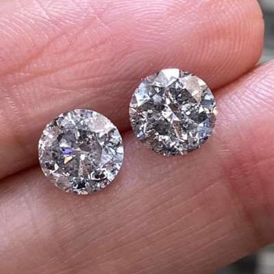 3.01cts total weight Natural Salt & Pepper Round Brilliant Cut Diamond pair
