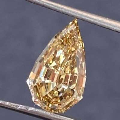 1.21cts Natural Honey Brown VVS2 Clarity Step Cut Pear Shape Diamond