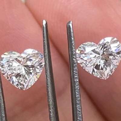 pair of 0.51cts each, GIA certified Natural Heart Shape Diamonds in H color, IF clarity. 