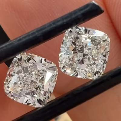 1.00ct & 1.01ct GIA Certified Matching Pair Of Natural i Color VS2 Clarity Cushion Cut Diamonds 