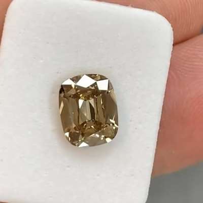 2.02ct old cut cushion peachy brown VS2 clarity 