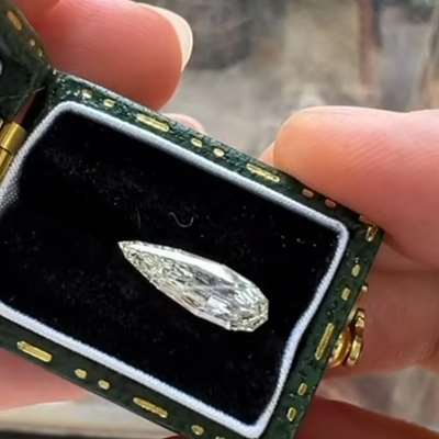 1.08ct GIA Certified Natural M Color VVS1 Clarity Insanely Long Pear Shape Step Cut Diamond 