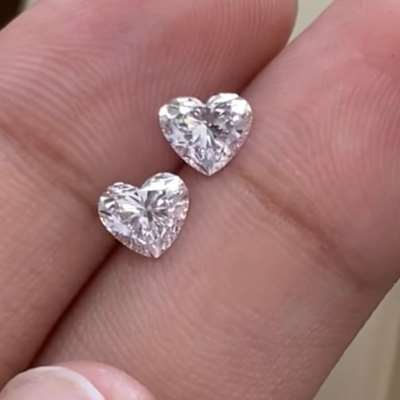 0.55ct & 0.57ct GIA Certified Matching Pair Of Natural D Color VS1 Clarity Heart Shape Diamonds