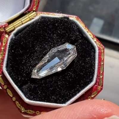 2.03ct GIA Certified Natural K Color Faint Brown VS2 Clarity Antique Step Cut Pear Shape Diamond.