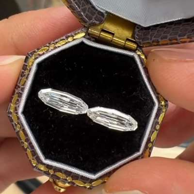 0.50ct & 0.50ct GIA Certified Perfect Matching Pair Of Natural D & E Color VVS2 Clarity Super Elongated Moval Shape Diamonds