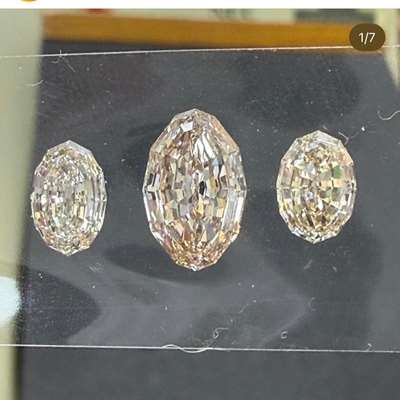 2.13ct Natural peachy brown VS1 clarity step cut oval diamond,1.07ct Natural champagne brown VS1 clarity step cut oval diamond,1.00ct Natural champagne brown VVS2 clarity step cut oval diamond