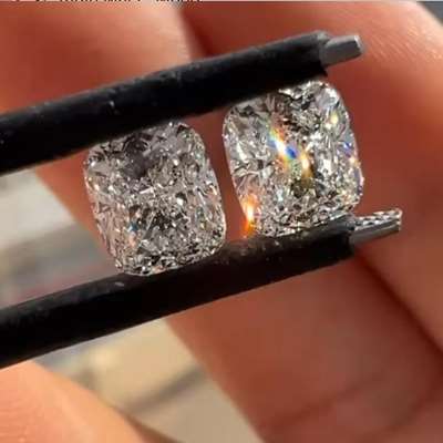 0.76ct & 0.77ct GIA Certified Perfect Match Pair If Natural H Color VVS2 Clarity Cushion Cut Natural Diamonds
