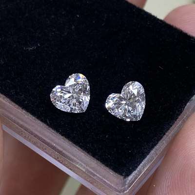 0.72ct & 0.73ct GIA Certified Matching Pair Of Natural D Color VS1 & VS2 Clarity Pear Match Heart Shape Diamonds 