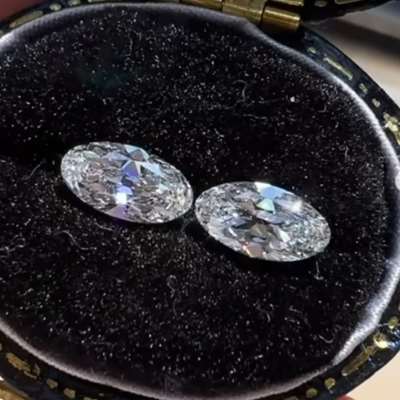 0.51ct & 0.52ct GIA Certified Matching Pair Of Natural E Color VS2 Moval Shape Old Cut Diamonds 