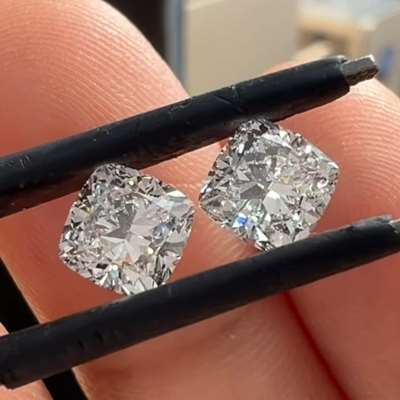 Natural GIA Certified Matching Pair H Color VVS2 Cushion Cut Diamonds