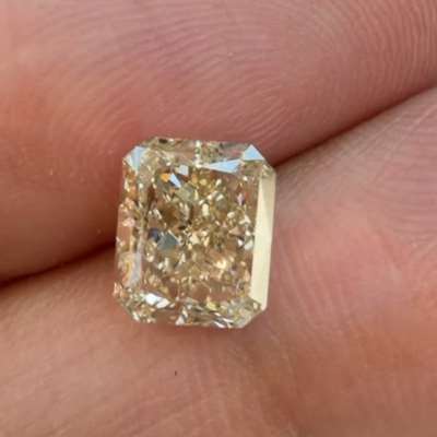 2.06ct Natural Fancy Light Yellowish Brown VVS2 Clarity Long Radiant Cut Diamond