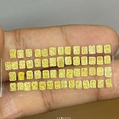 7.61cts of natural fancy yellow glow radiant shaped diamonds 