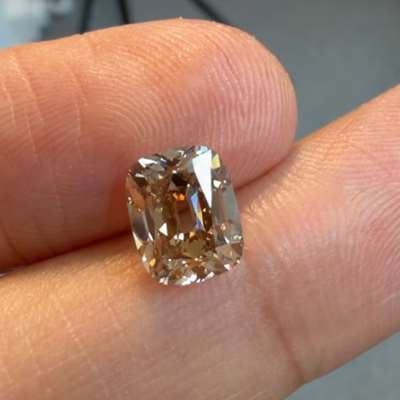2.04ct Natural Champagne Brown VVS2 Clarity Old Miner Elongated Cushion Cut Diamond