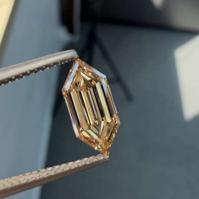 1.22ct GIA Certified Natural Fancy Brown Yellow VS2 Clarity Long Hexagon Bullet Shape Step Cut Diamond