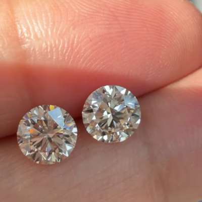 1.00ct & 1.00ct GIA Certified Natural O to P range & Q to R range Light Brown VS2 Clarity Round Brilliant Cut Diamond