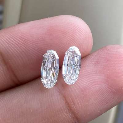 0.80 & 0.74 cts GIA certified pair of step cut oval Natural diamonds with VVS2 clarity