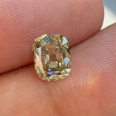 1.11ct GIA Certified Natural Fancy Grayish Greenish Yellow VS1 Clarity Old Mine Brilliant Cut Diamond