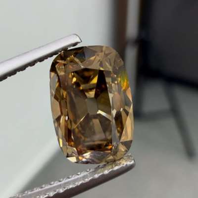 2.51ct GIA Certified Natural Fancy Dark Yellowish Brown SI1 Clarity Long Old Miner Brilliant Cut Diamond