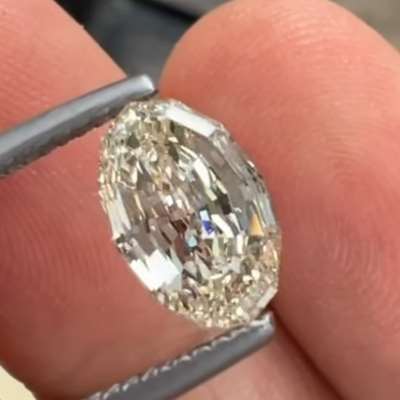 2.05ct GIA Certified Natural N Color Very Light Brown VS2 Clarity Oval Shape Step Cut Diamond