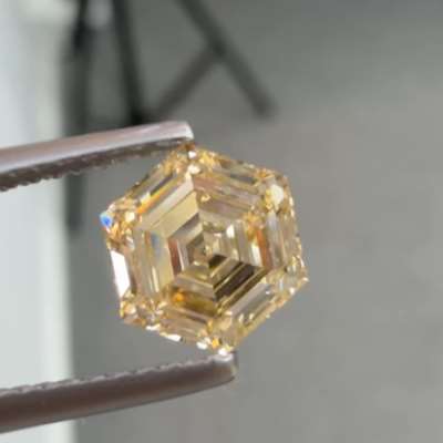 1.19ct GIA Certified Natural Honey Brown VS1 Clarity Hexagon Shape Step Cut Diamond