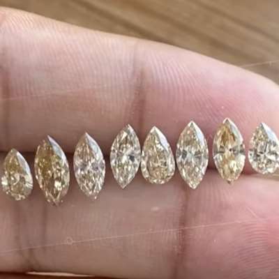 3.87cts total weight natural 8 pcs light peachy brown VS2 clarity marquise and pear shape diamond layout
