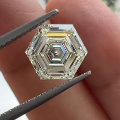 2.10ct GIA Certified Natural N Color VVS1 Clarity Hexagon Shape Step Cut Diamond
