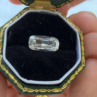 A 1ct GIA certified natural G color VS1 clarity long old cut cushion shape diamond 