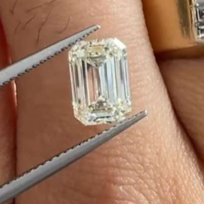 2.01ct GIA Certified Natural M Color VS1 Clarity Elongated Emerald Cut Diamonds 