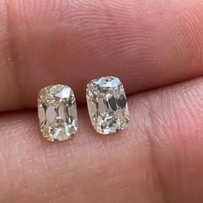 0.52ct & 0.51ct GIA Natural L & M VS1-VS2 Old Miner Elongated Cut Pair