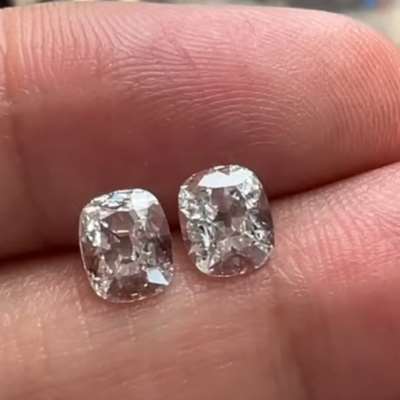 0.66ct H VS2 & 0.67ct I SI1 GIA Certified Cushion Pair. Old antique cut