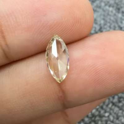 1.06cts natural fancy light yellow SI1 clarity rose cut marquise shape diamond