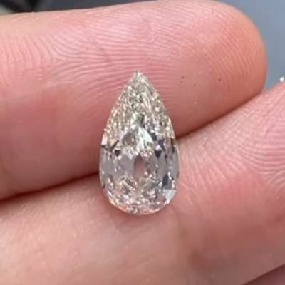 2.09ct GIA Certified Natural L Faint Brown VS1 Clarity Elongated Old Cut Pear Shape Diamond