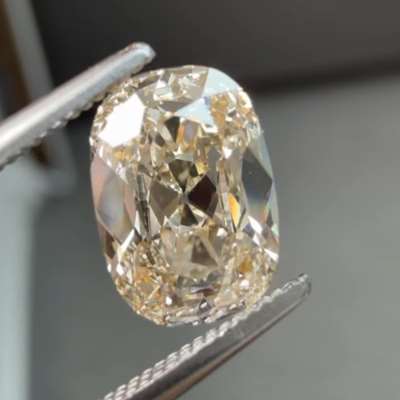 1.10ct GIA Certified Natural N Color Very Light Brown VVS1 Clarity Old Cut Elongated Cushion Shape Diamond 