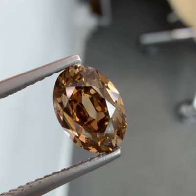 1.51ct GIA Certified Natural Fancy Dark Orangy Brown VS2 Clarity Old Antique Cut Oval Shape Diamond