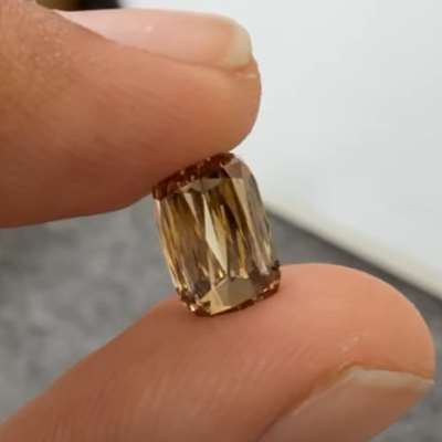 2.21cts natural champagne brown VS1 clarity scissor cut long cushion shape diamond