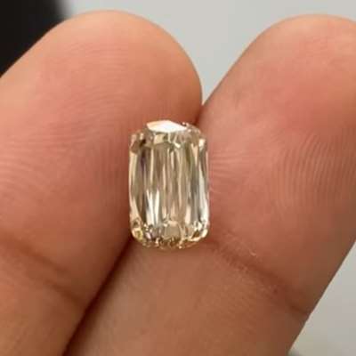 2.02ct Natural Peachy Brown VVS2 Clarity Scissor Cut Elongated Diamond