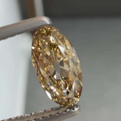 1.06ct GIA Certified Natural Champagne Brown VS2 Clarity Oval Shape Old Cut Diamond.
