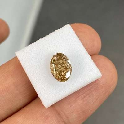 2.03ct GIA Certified Natural Fancy Yellow Brown VS2 Clarity Oval Shape Diamond 