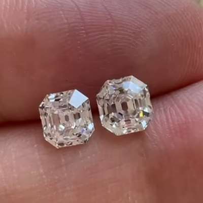 1.00ct & 1.00ct GIA Certified Matching Pair Of Natural K & L Color Faint Brown VVS1 & VS2 ClarityOld Antique Cut Asscher Shape Diamonds 