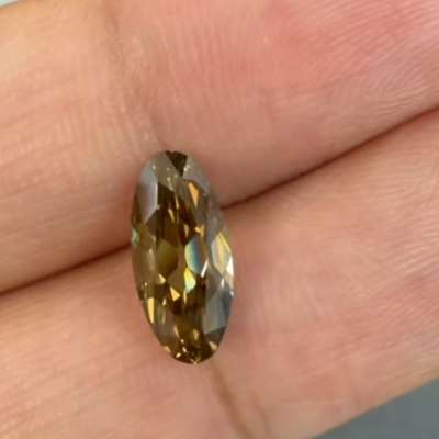 1.51ct GIA Natural Fancy Dark Yellowish Brown SI2 Moval Old Cut Diamond