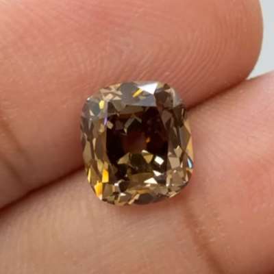 2ct natural dark orangy brown SI1 old cut cushion