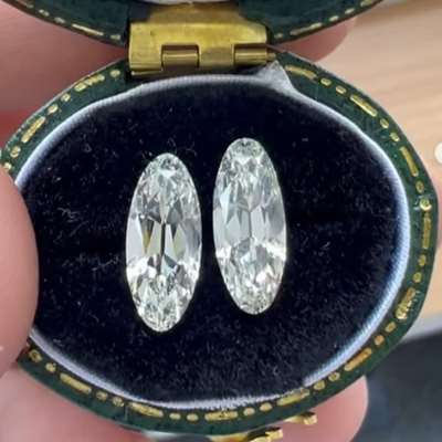 1.10ct GIA L IF paired with 1.05ct GIA M SI1 long old cut moval pair