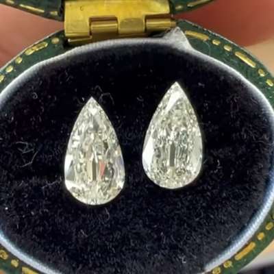 0.71cts each natural M color VVS1 old cut pear shape diamonds