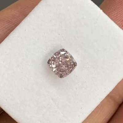 0.63ct GIA Certified Natural Fancy Brownish Pink VS1 Clarity Cushion Cut Diamond