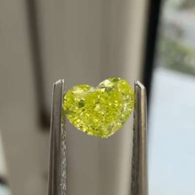 0.50ct GIA Fancy Intense Greenish Yellow SI1 Heart Diamond