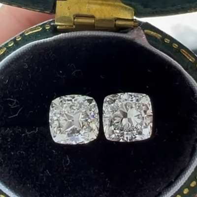 1.00ct & 1.00ct GIA Certified Matching Pair Of Natural I Color VVS2 Clarity Cushion Cut Diamonds
