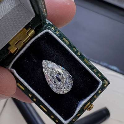 3.14ct GIA Certified Natural M Color VS1 Clarity Old Antique Cut Pear Shape Diamond